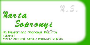 marta sopronyi business card